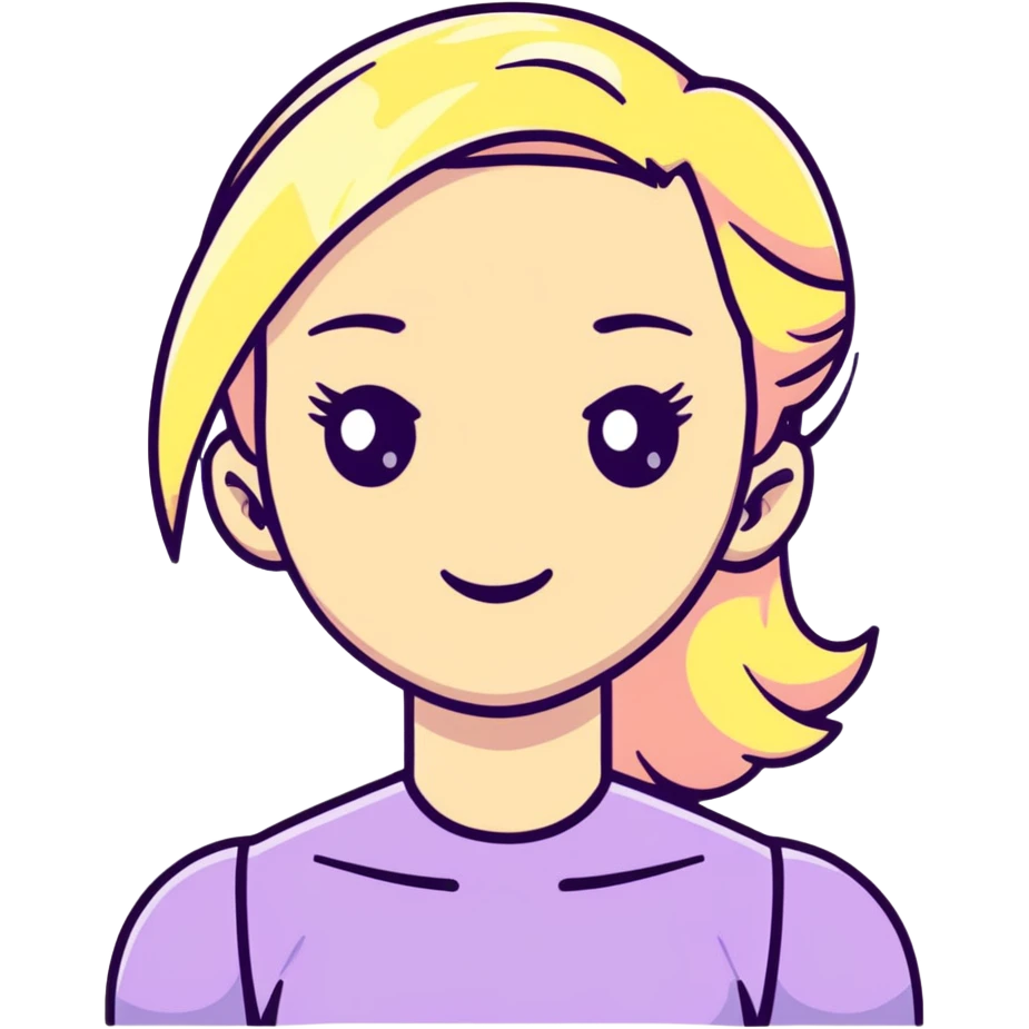 Poppy music artist, blonde woman with pastel colors, android-like expression emoji