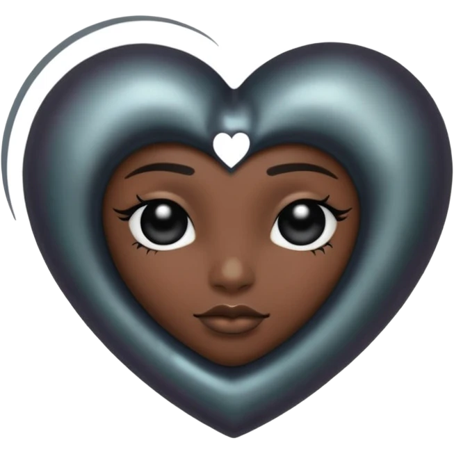 emo heart with crescent moon and black pearls emoji