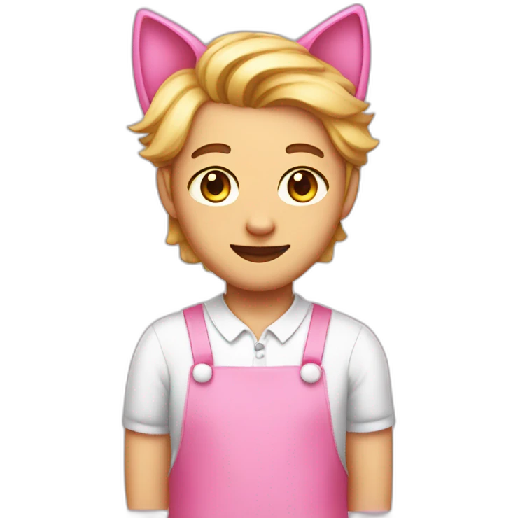 Man with a pink boy cat ears and a maid dress emoji