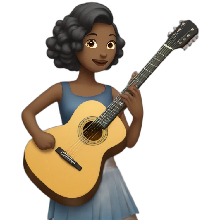 femme  métissé la guitare emoji