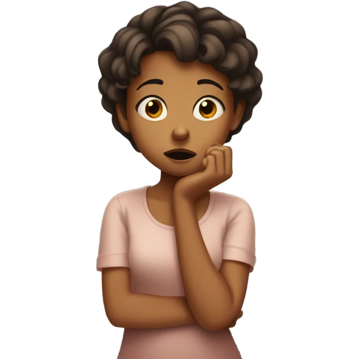 Brown girl biting nails emoji