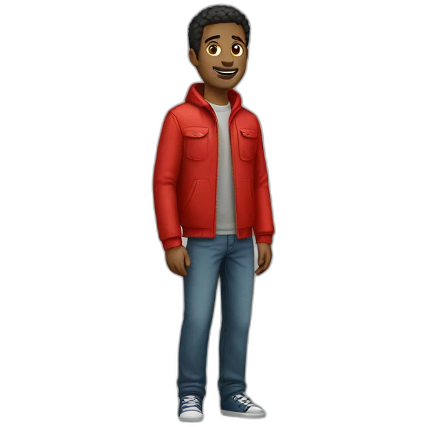 Man wearing red full body emoji