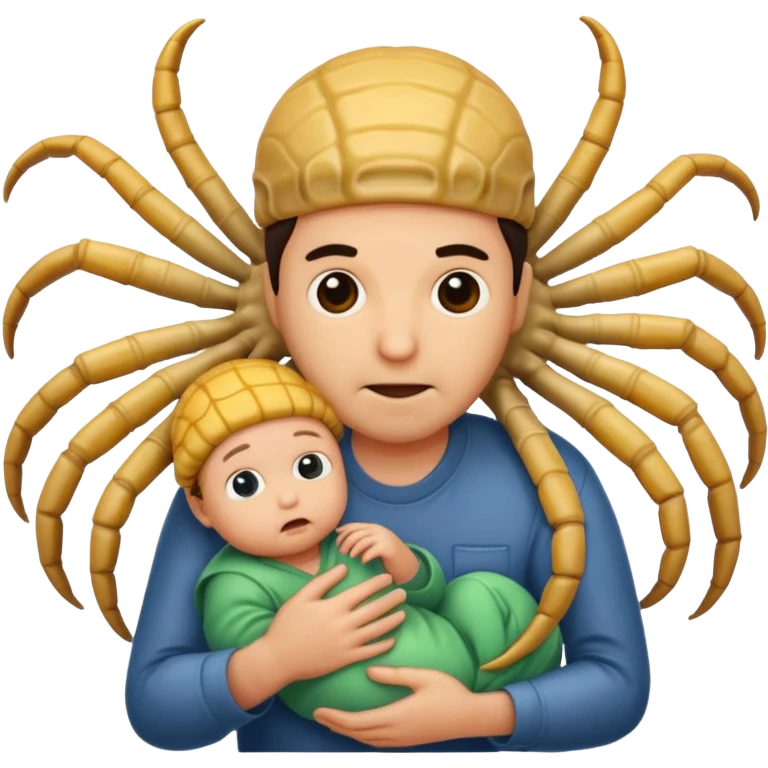 man with Baby Facehugger on his face emoji