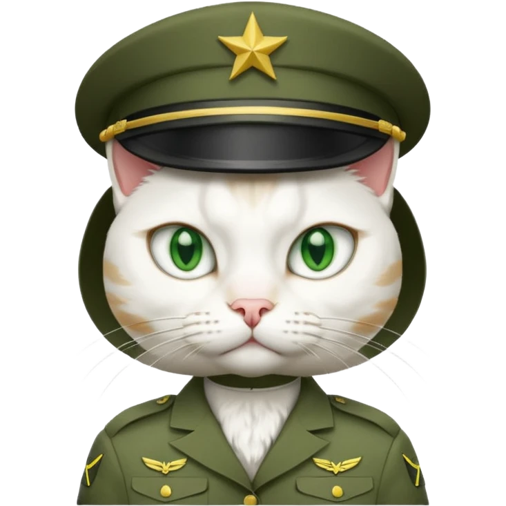 white Cat in army outfit emoji