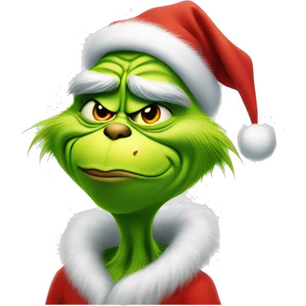 The grinch wearing Santa clothes emoji