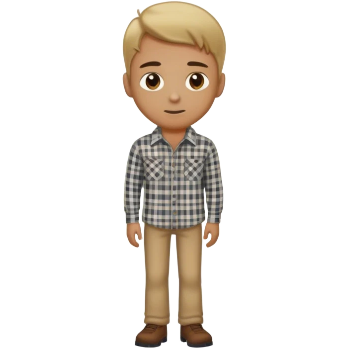 Short hair Dark blond man with hazel eyes in a plaid shirt full body emoji