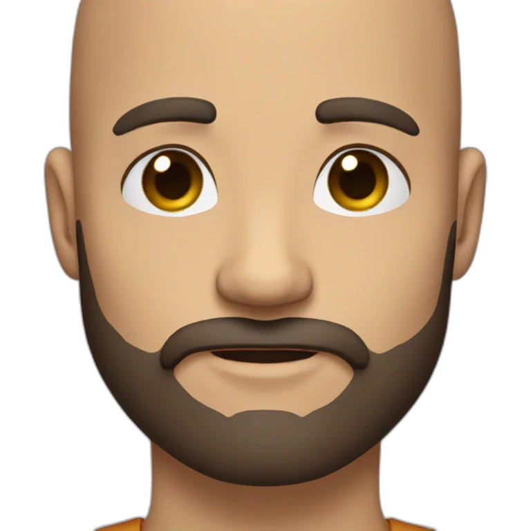 man, dark brown hair, full beard, dark brown eyes, balding on the front, close up, chest up emoji