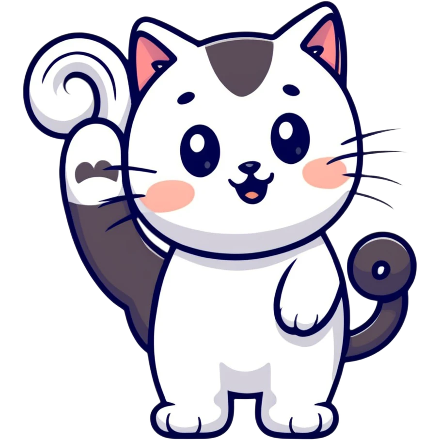 cartoon cat waving emoji