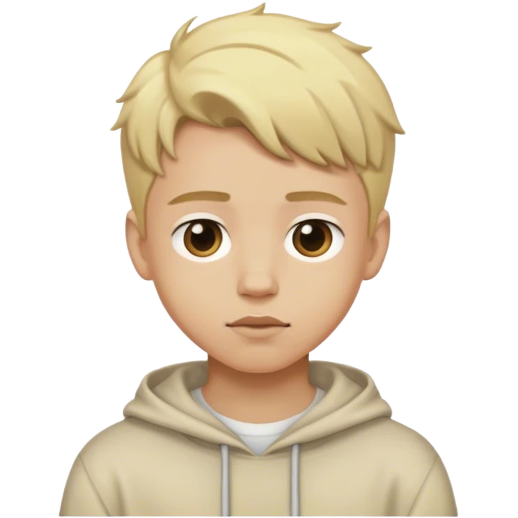 blonde boy with a oversize fit emoji
