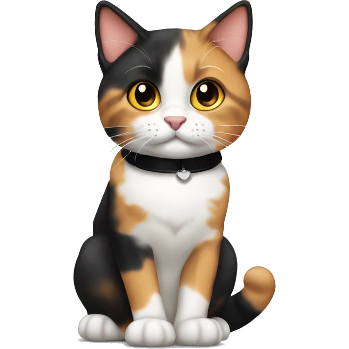 Calico cat with black collar  emoji