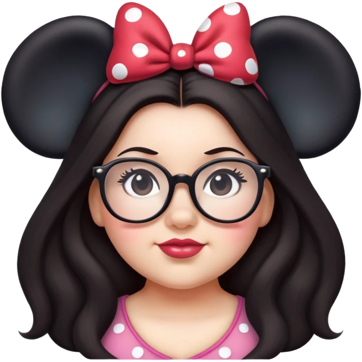 Thick Woman glasses Long dark hair Minnie mouse ears emoji