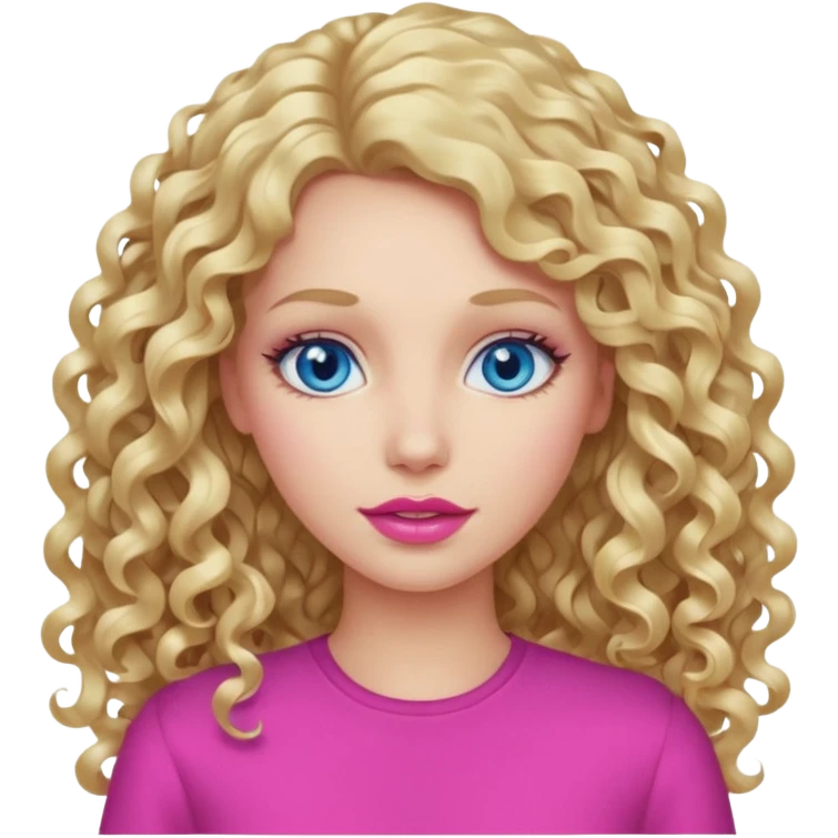 açık tenli  uzun kıvırcık sarı saçlı mavi gözlü   dudak rengi pembe yetişkin kadın bana emoji oluştur emoji