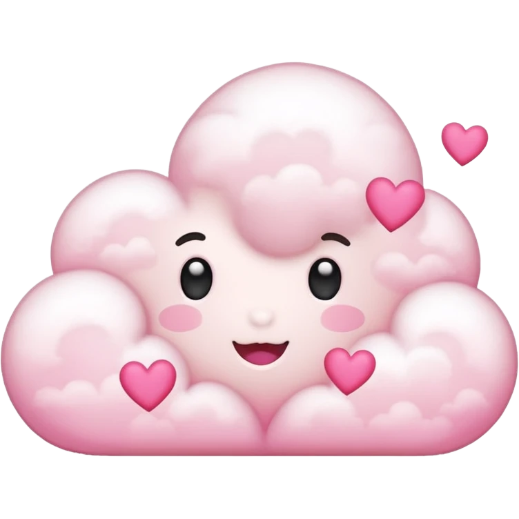 Plain white cloud with pink glow surrounding and hearts emoji