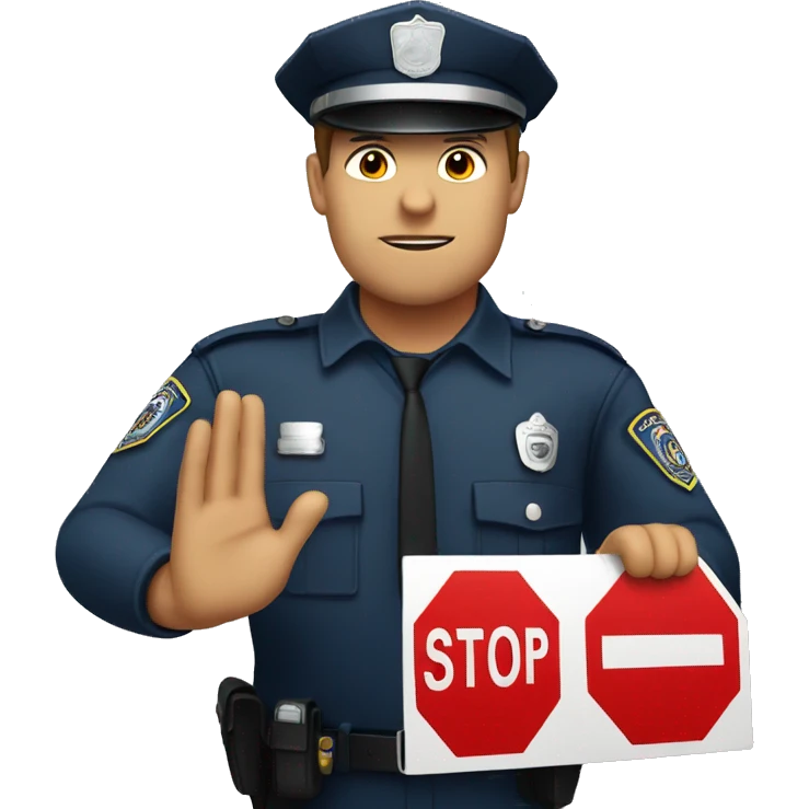 Policeman raising a STOP sign emoji