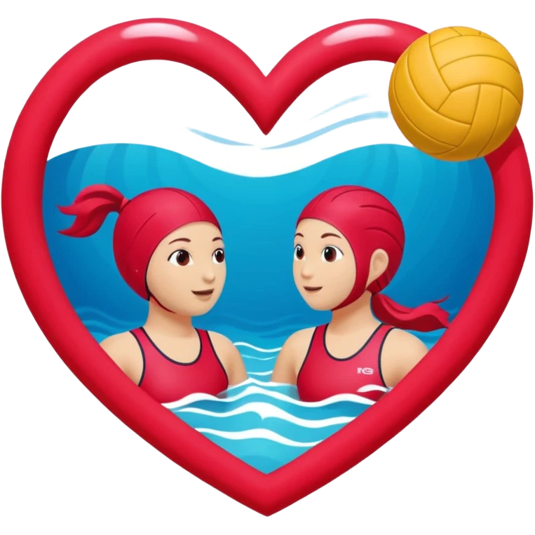 Natación  y voley en un corazón de color  emoji