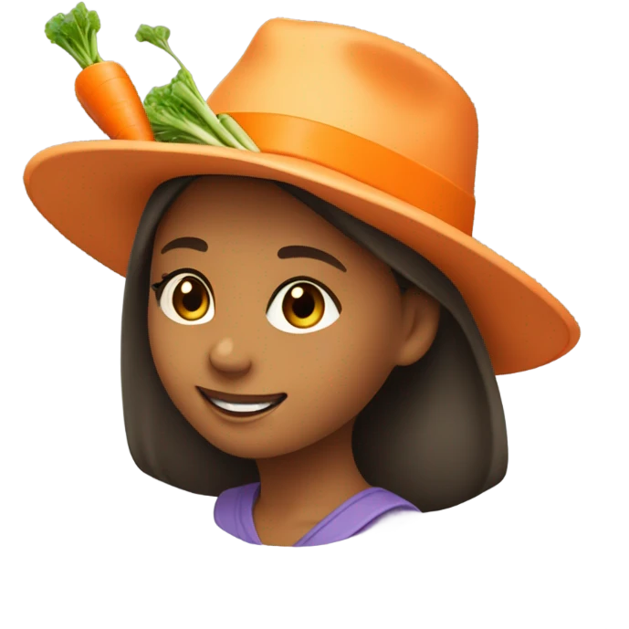 farmer girl in hat carying carrots emoji