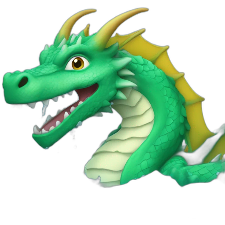 dragon qui vomi de l'eau emoji
