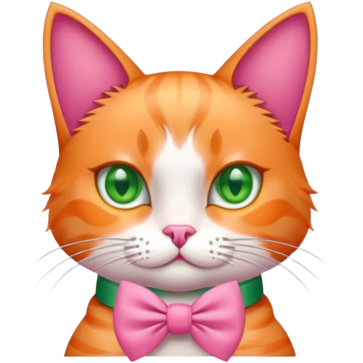 Cat with pink preppy bow emoji