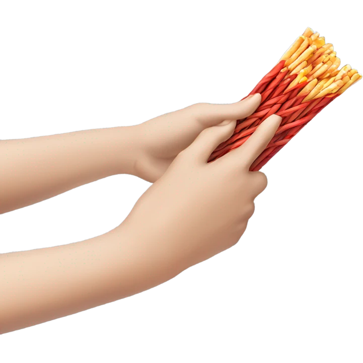hand hesitantly opening a pack of pocky emoji