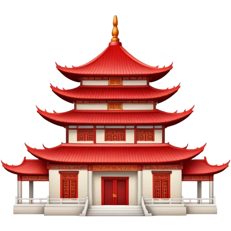 Basic Chinese temple icon, simplified architecture, symbolic representation emoji