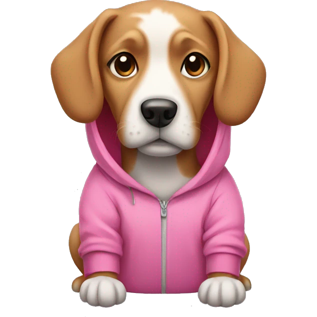 Dog wearing a pink hoodie emoji