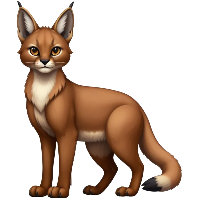 Epic Cute Dark Warm Caracal-Bobcat-Sergal full body emoji