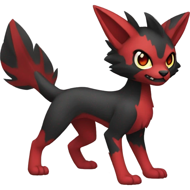 cool edgy black red animal hybrid Fakemon full body emoji