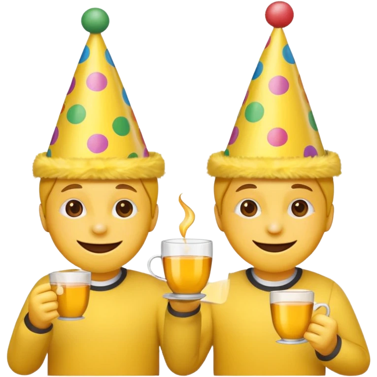 Two celebration emojis drinking tea  emoji