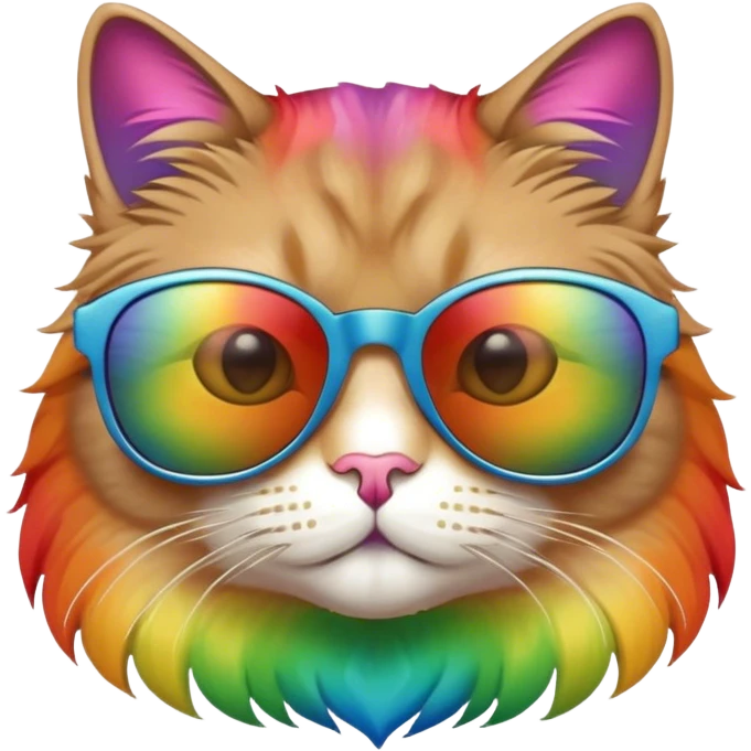 a picture of a really cool rainbow cat with sunglasses emoji