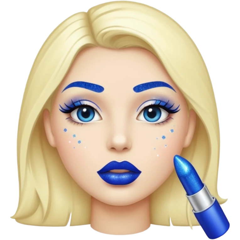 blue lipstick with glitter emoji