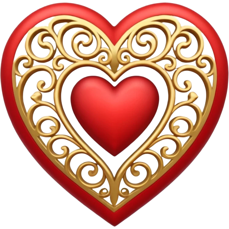 filigree valentine heart design, 3D, very detailed, empty center emoji
