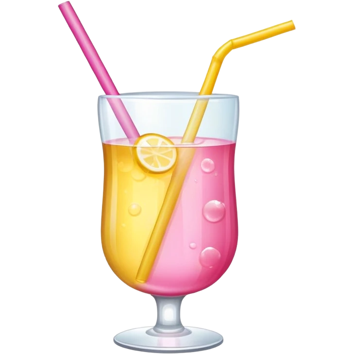 A drink with a straw, pink and yellow emoji