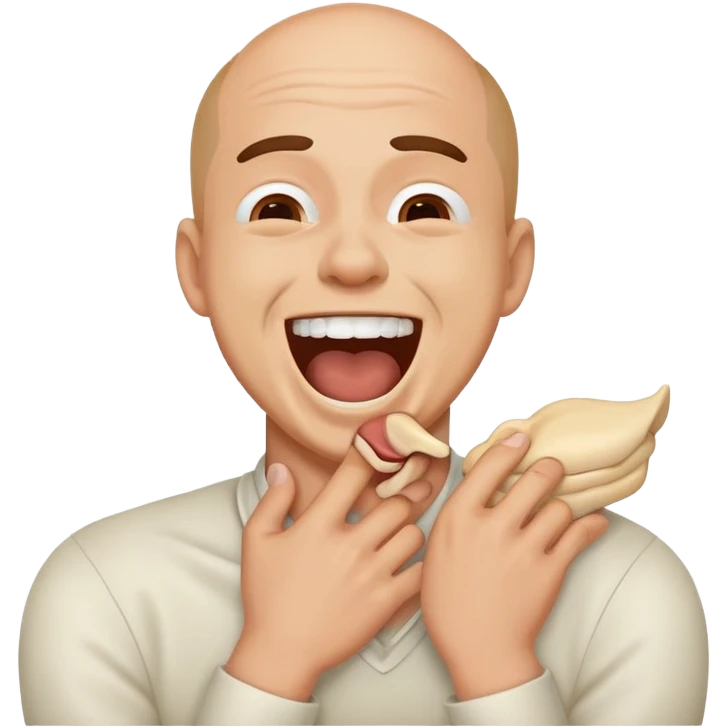 A man choking himself laughing  emoji
