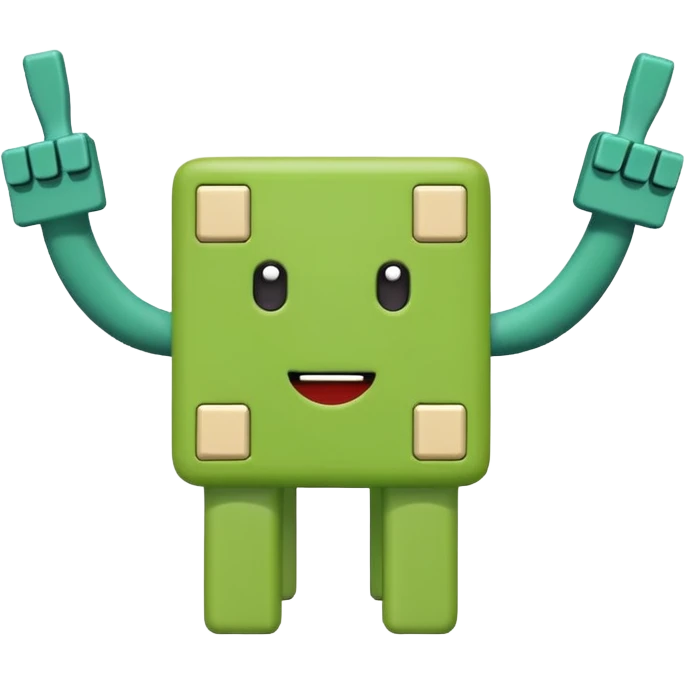 Green square shaped character with a means it's numberblocks four emoji