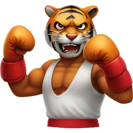 Tiger with evil face   boxing with his arms crossed emoji