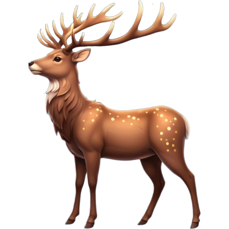 Celestial Stag emoji – full body, majestic stag with tall glowing antlers shaped like constellations, starry highlights on body, slight side angle emoji
