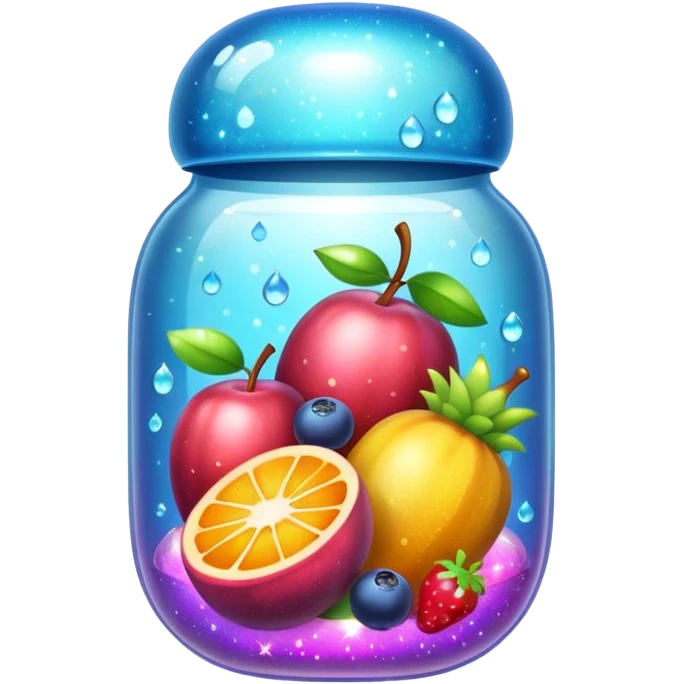capsule with fruits and sparkles emoji