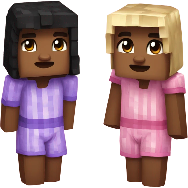 2 girls in Minecraft pajamas emoji