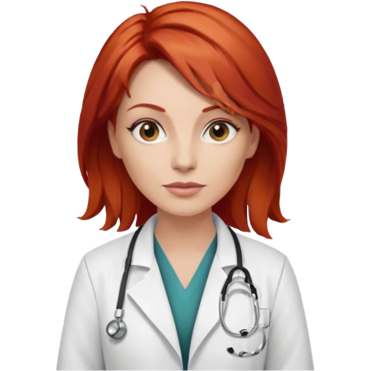 woman 40 ,red hair, rock style, doctor emoji