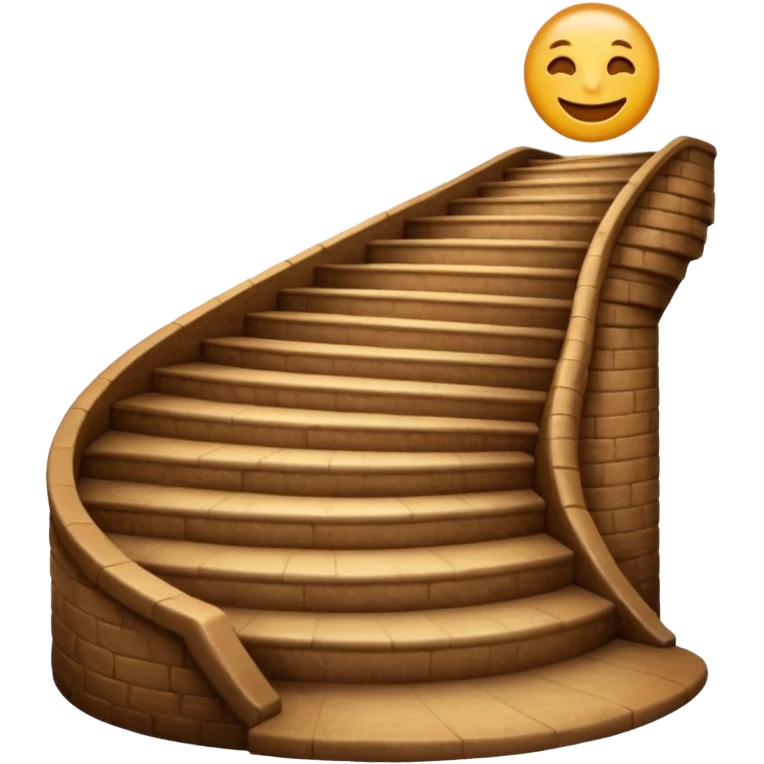 Shit emoji smiling with background: heaven stairs and light emoji