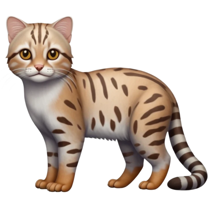 Realistic albino albinism colorful shiny glossy smooth whitish pastel dusky wild natural elegant lifelike Pallas-cat-ocicat-ocelot-Rusty-spotted-cat-fusion-hybrid-animal-creature, full body, hyper-realism emoji