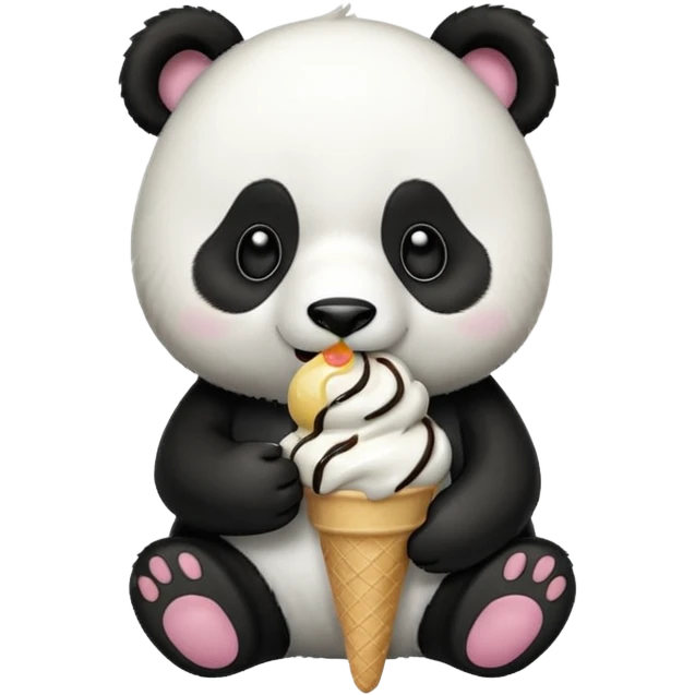 Panda eating ice cream emoji
