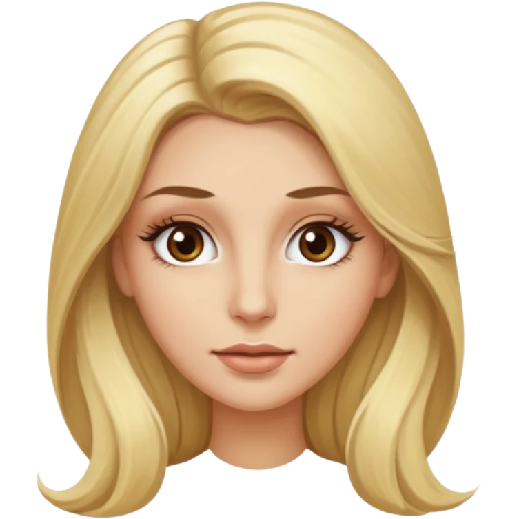 Blonde woman with long hair Light brown eyes, huge eyelashes and white skin emoji