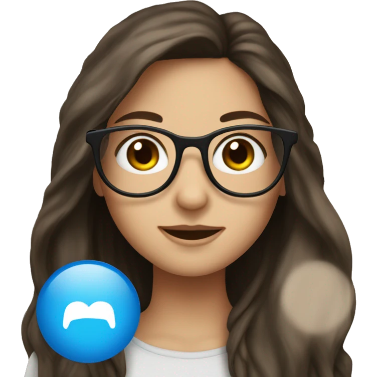 Brunette girl with long Hair and Blue Eyes in glasses  emoji