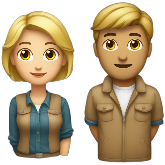 Pareja chica rubia y hombre castaño emoji