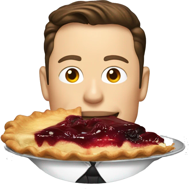 Elon Musk eating a pie emoji