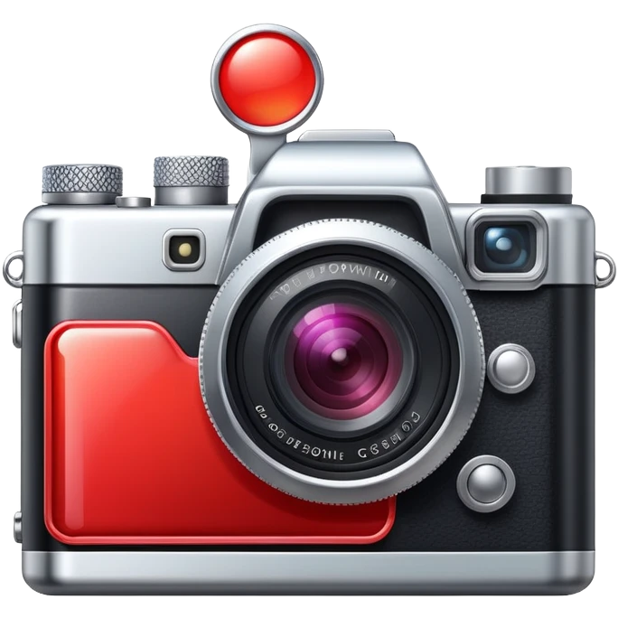 digital camera or smartphone camera icon with a red notification bubble emoji
