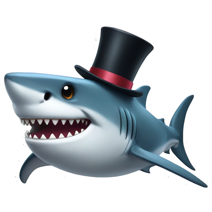 Shark with a top hat emoji