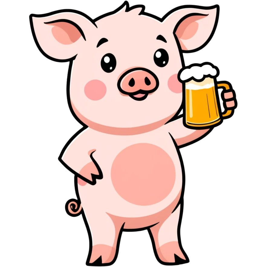 Pig with beer emoji