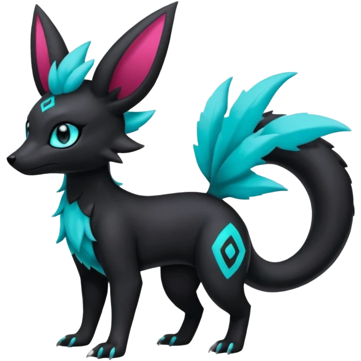 Shiny Dark Edgy Gothic Gloomy Futuristic Salandit-Umbreon-Shaymin-Delcatty-Hybrid (Full body) emoji